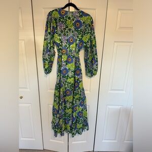 Never worn Rhode Violet maxi Dress in Wisteria Aura Blossom with rope belt